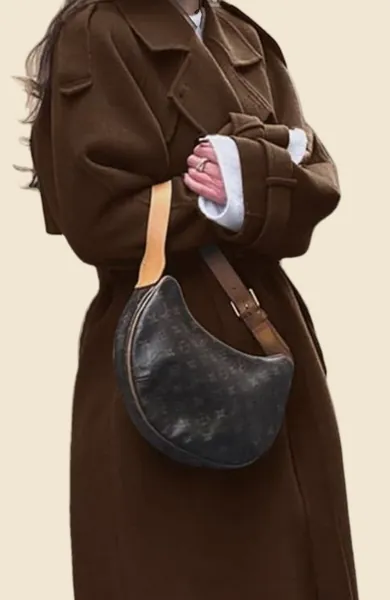 A long brown wool wrap coat