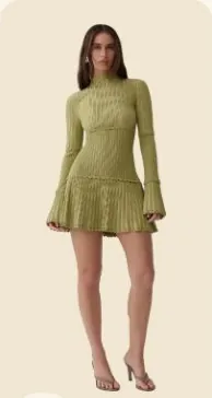 A green knit mini dress