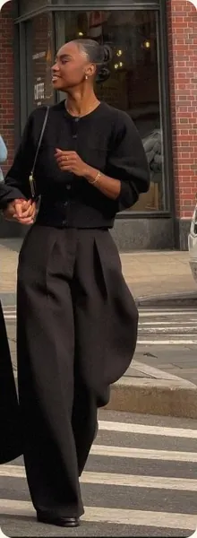 A fine-gauge black cardigan